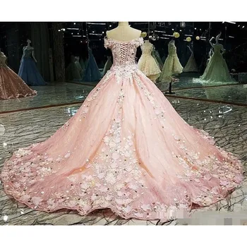 Vestidos 2021 Quinceanera Suknelės Iliuzija Kamuolys Suknelė 3D Gėlės Appliques Zawalcowany Reljefiniai Prom Dresses Vestidos Para Saldus 16 2