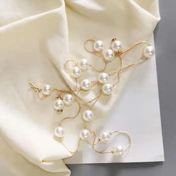 Lady Elegantiškas Pearl Moterų Diržas Paprasta Kolonėlė Metalo Plona Grandinė Diržas Ponios Suknelė Liesas Juostos Dekoratyviniai Papuošalai 2