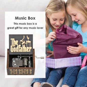 Retro Prabangus Mediniai Vertus-Cranked Music Box Prabangus Elegantiškas Music Box Dovana, Namų Apdailos Vaikui, Dovanos 2