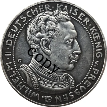 Vokietijos 1913 3 Ženklo, monetos kopija 33MM 2
