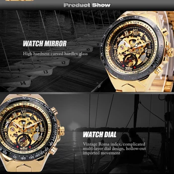 Nugalėtojas Žiūrėti Vyrų Skeletas Automatinis Mechaninis laikrodis aukso skeletas derliaus watchskeleton vyras žiūrėti Mens Watch Top Brand Prabanga 2