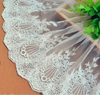 23cm*5yards Balta siuvinėjimo Medvilnės nėriniai apdailos Drabužių Minkštas gėlių nėrinių detalės ir juostelės 