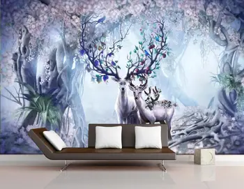 Šiaurės nostalgiškas briedžių TV, sofa fono sienos 3D sienų tapetai 2