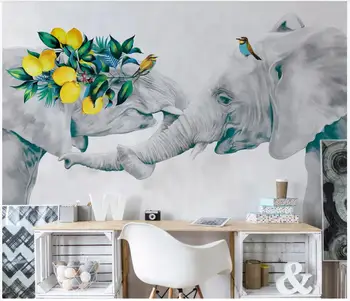 Pasirinktinius nuotraukų 3d tapetai Rankomis dažyti šviežių dramblys gėlių kambarį, namų dekoro 3d sienų freskomis tapetai, sienų ir 3 d 2