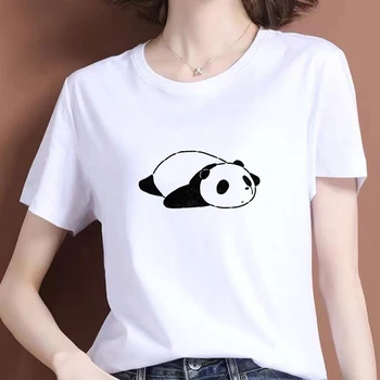 Moterų Marškinėliai Grafinis Panda Dažytos Trumpas Rankovės Atsitiktinis Mados Viršuje, Trišakiai, Panele, Moteris Estetinės Balta Tees Mergaitėms 2