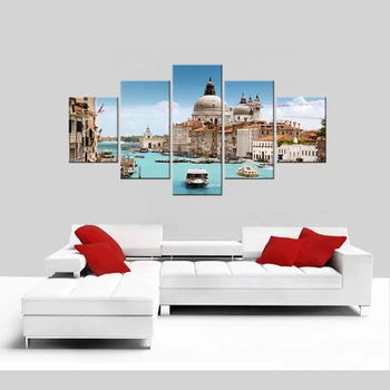 5 vnt Nemokamas Pristatymas Drobės tapybos venecija, italija miesto kraštovaizdžio jūros vandens kambarį namo sienos šiuolaikinio meno Įrėmintas plakatas 3