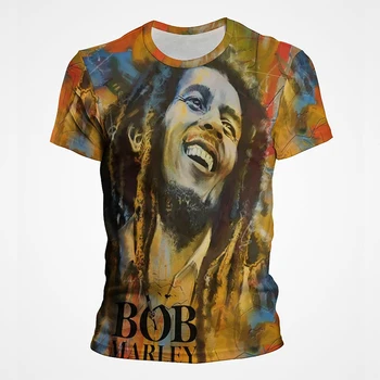 Vasaros trumpomis Rankovėmis vyriški T-shirt Mados 3D Atspausdintas Bob Marley Marškinėliai Vyrams, Atsitiktinis Hip-Hop Viršūnes Streetwear Tee Drabužiai 3