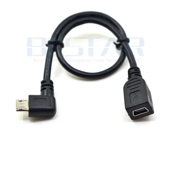 0,25 M 90 laipsnių Kairę Aukštyn Žemyn Kampu Micro USB 2.0 male į Mini USB 5pin Moterų OTG Duomenų ilgiklis 25cm micro-USB 3