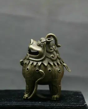 Retas Kinų Bronzos, Vario Palace Liūtas Žvėris Gyvatė Smilkalų Degiklis Censer Statula 3