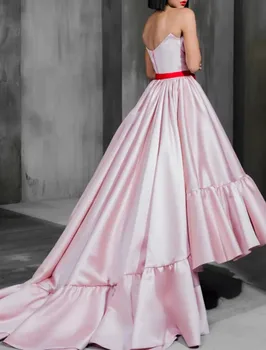 Rožinė Princesė Mielas Dalyvavimas Prom vakarinę Suknelę Brangioji Valymo Traukinio su raudonais Satino Lankas Šalis Suknelė 2022 Chalatas De Soirée 3