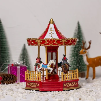 LUDA Kalėdų Dekoracijas Kalėdas Kaime Žėrintis Muzikos Namas Karuselė Apdailos Ornamentu Šalis, Kalėdų Namas 3
