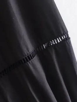 ZXQJ Moterų 2022 Mados Juoda Įrengtas Popelinowy Palaidinės Derliaus ilgomis Rankovėmis Atvartas Mygtuką-iki Moterų Marškiniai Blusas Streetwear 3