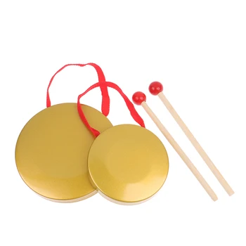 Mini Maži Vaikai Vaikų Vario Vertus Cimbolai Gong Juosta Ritmą Mušamųjų Muzikos Instrumentų Žaislas 3