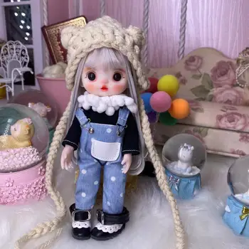 16cm Perukas BJD Doll Kilnojamojo Sąnarių Mielas Veidas 