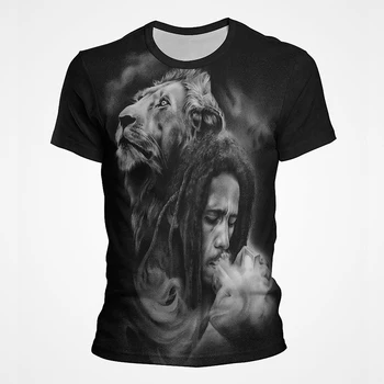 Vasaros trumpomis Rankovėmis vyriški T-shirt Mados 3D Atspausdintas Bob Marley Marškinėliai Vyrams, Atsitiktinis Hip-Hop Viršūnes Streetwear Tee Drabužiai 4
