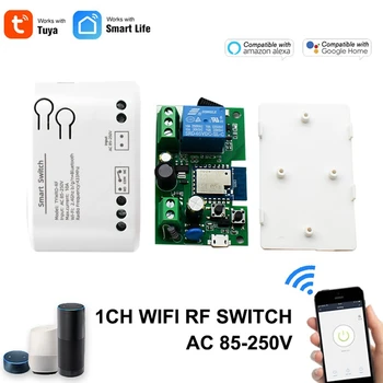 1CH RF Smart Switch AC85-250V WIFI Tuya Nuotolinio Valdymo 433 Šviesos Jungiklis 10A Rele Relay Savaiminio Fiksavimo Susikabinti Virsta 4