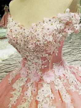 Vestidos 2021 Quinceanera Suknelės Iliuzija Kamuolys Suknelė 3D Gėlės Appliques Zawalcowany Reljefiniai Prom Dresses Vestidos Para Saldus 16 4