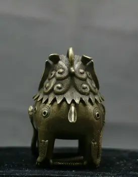 Retas Kinų Bronzos, Vario Palace Liūtas Žvėris Gyvatė Smilkalų Degiklis Censer Statula 4