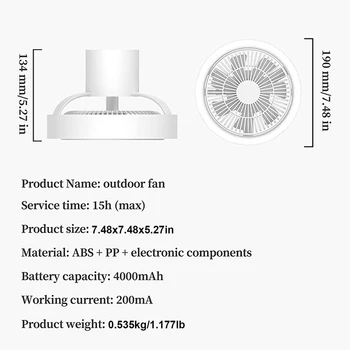 Kempingas Ventiliatorius Su LED Žibintai,USB Darbastalio Kišeniniai Mažas Ventiliatorius Naktį Šviesos Mini Asmens Ventiliatorius Automobilį, Kelionės,Kempingas,RV,ir Tt 4
