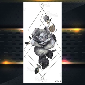 Akvarelė Rožių Gėlių Laikinos Chna Tatuiruotės Moterys, Merginos Mandala Floros Lotus Netikrą Brangakmenio Tatuiruotė Lipdukas Rankos Krūtinės Tatoos 4