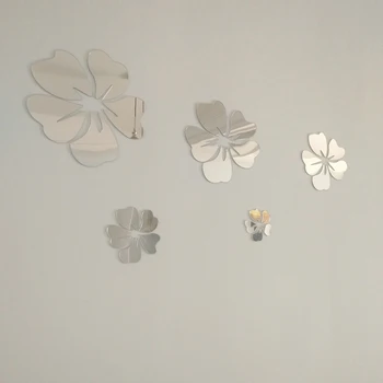 Storis 2 mm 5 Vnt Akrilo Gėlių Aukštos Kokybės Veidrodis 3D Sienų Lipduko Namų Puošybai Sienos Menas 
