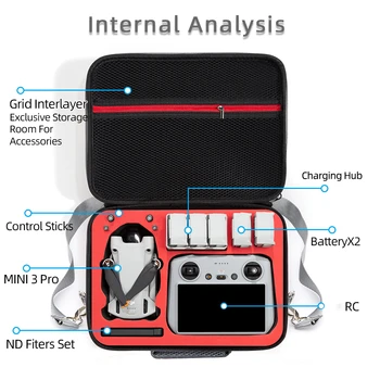 Kietas lukštas, Atveju, DJI MINI 3 Pro Petį Krepšys suderinama RC& RC-N1 nuotolinio valdymo pultelis lagaminas Saugojimo Krepšys Priedų 4
