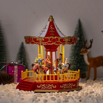 LUDA Kalėdų Dekoracijas Kalėdas Kaime Žėrintis Muzikos Namas Karuselė Apdailos Ornamentu Šalis, Kalėdų Namas 4