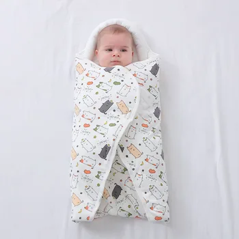 Naujagimio miegmaišį Ultra-Minkštas Storas Šilta Antklodė Grynos Medvilnės Kokono Kūdikių Berniukų, Mergaičių Drabužiai Darželio Wrap Suvystyti 0-6M 4