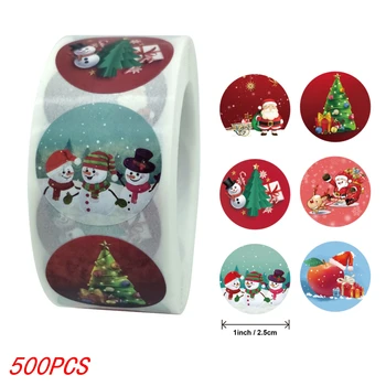 500pcs/Roll 1Inch Kalėdų Lipdukai Kalėdų Medžio Sniego Etiketes, Dovanų Dėžutėje Raštinės Paketas, Papuošalai Navidad Papuošalai 2022 5