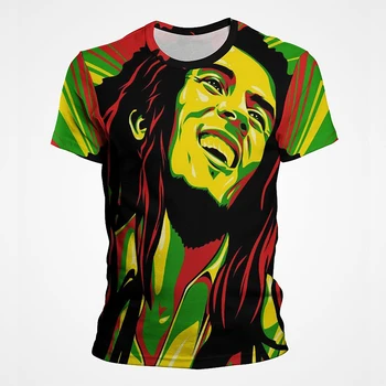Vasaros trumpomis Rankovėmis vyriški T-shirt Mados 3D Atspausdintas Bob Marley Marškinėliai Vyrams, Atsitiktinis Hip-Hop Viršūnes Streetwear Tee Drabužiai 5