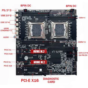 X99 Dual-Socket motininę Plokštę LGA2011-3 Dual CPU Support RECC DDR4 Atmintį, 2XE5 2609 V3 CPU+Terminis Tepalas 5