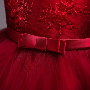 2-12T Raudona Gėlė Mergina Vestuvių Suknelės Vaikams Aukštos Kokybės Tiulio Tutu Ballgown O-Kaklo Nėrinių Princesė Trumpas Drabužiai 5