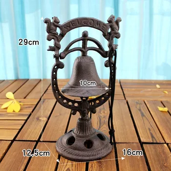 Ketaus Troba Vakarienė Bell Darbastalio Apdaila Vintage Stiliaus Metalinis Stalas Bell Antikvariniai Handbell Ornamentu Atkreipti Dėmesį Bell 5