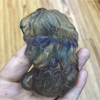 Natūralių Kristalų Ranka Raižyti Fluorito Medūza, Galvos Skulptūra Gydymo Amatų Už Wicca Apdailos Namų Dekoro 5