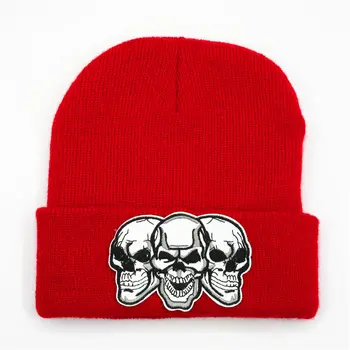 medvilnės kaukolė siuvinėjimo Tirštėti megzti skrybėlę žiemą šiltą kepurę Skullies bžūp beanie skrybėlių vyrams ir moterims 5